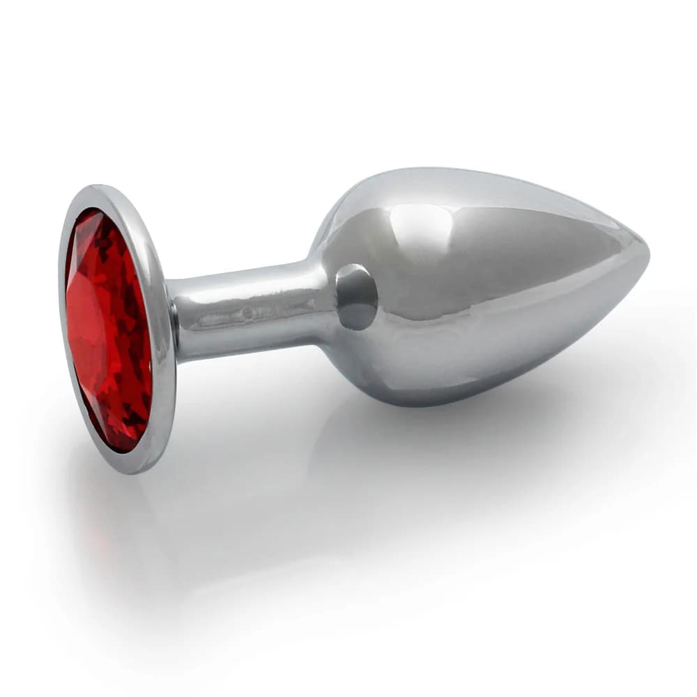 Ouch! Round Gem Butt Plug Small Silver/Ruby Red thumbnail 3