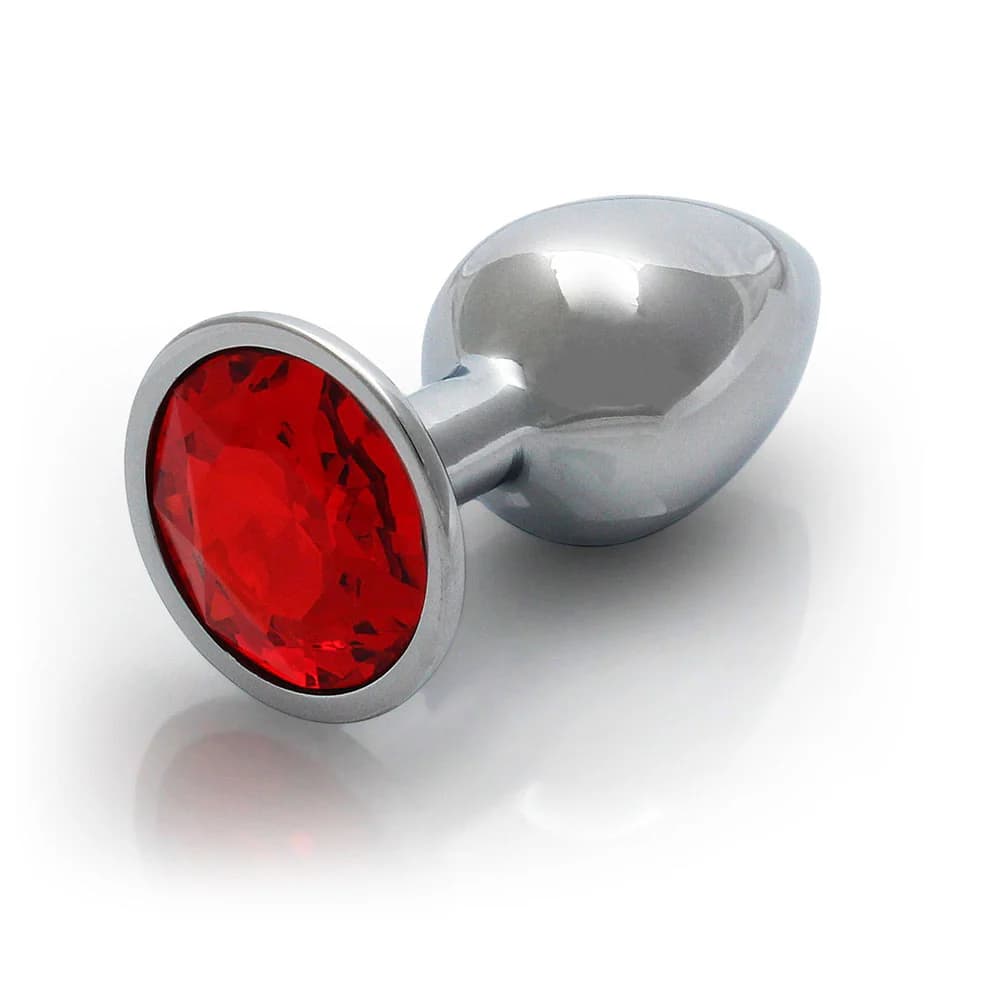 Ouch! Round Gem Butt Plug Small Silver/Ruby Red thumbnail 4