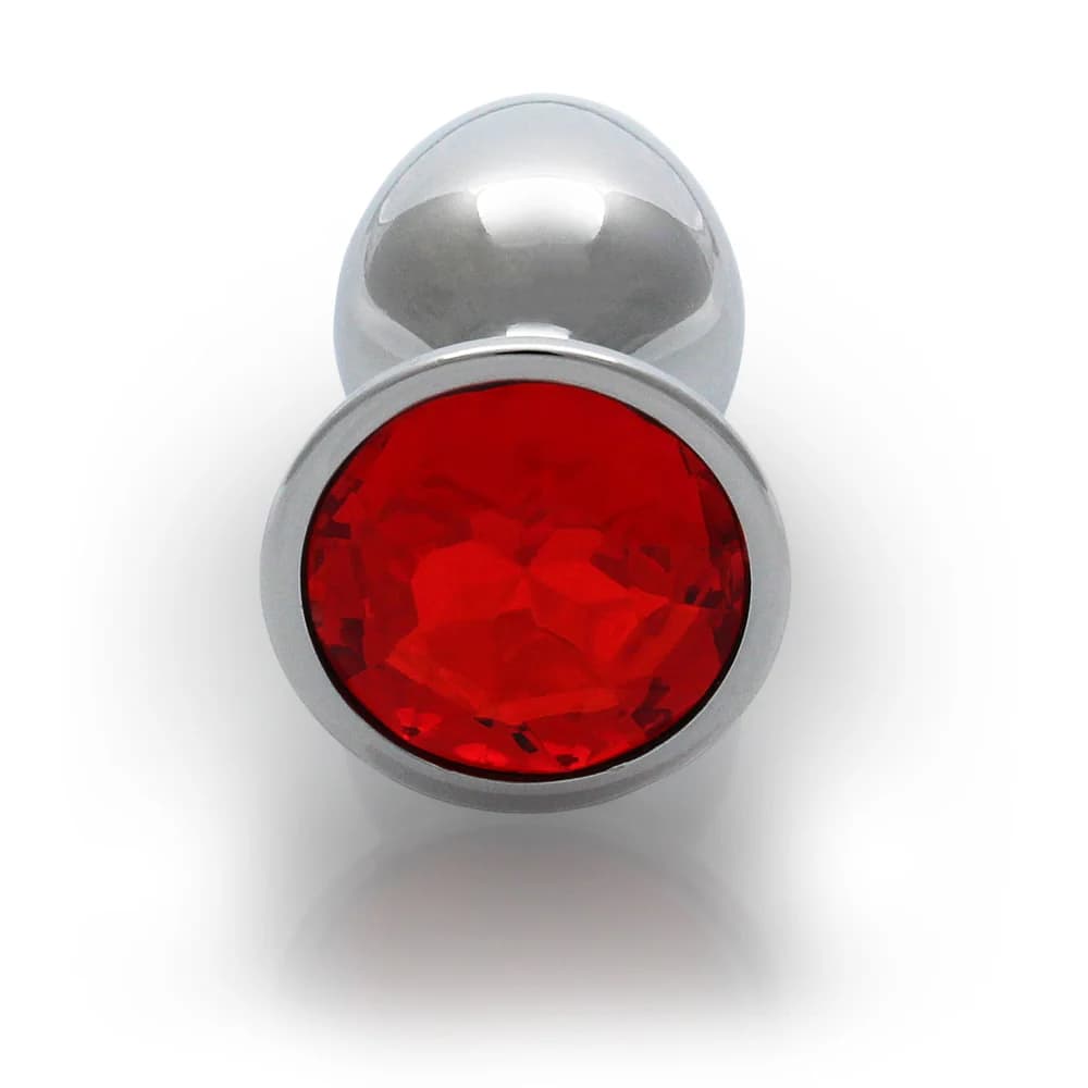 Ouch! Round Gem Butt Plug Small Silver/Ruby Red thumbnail 5
