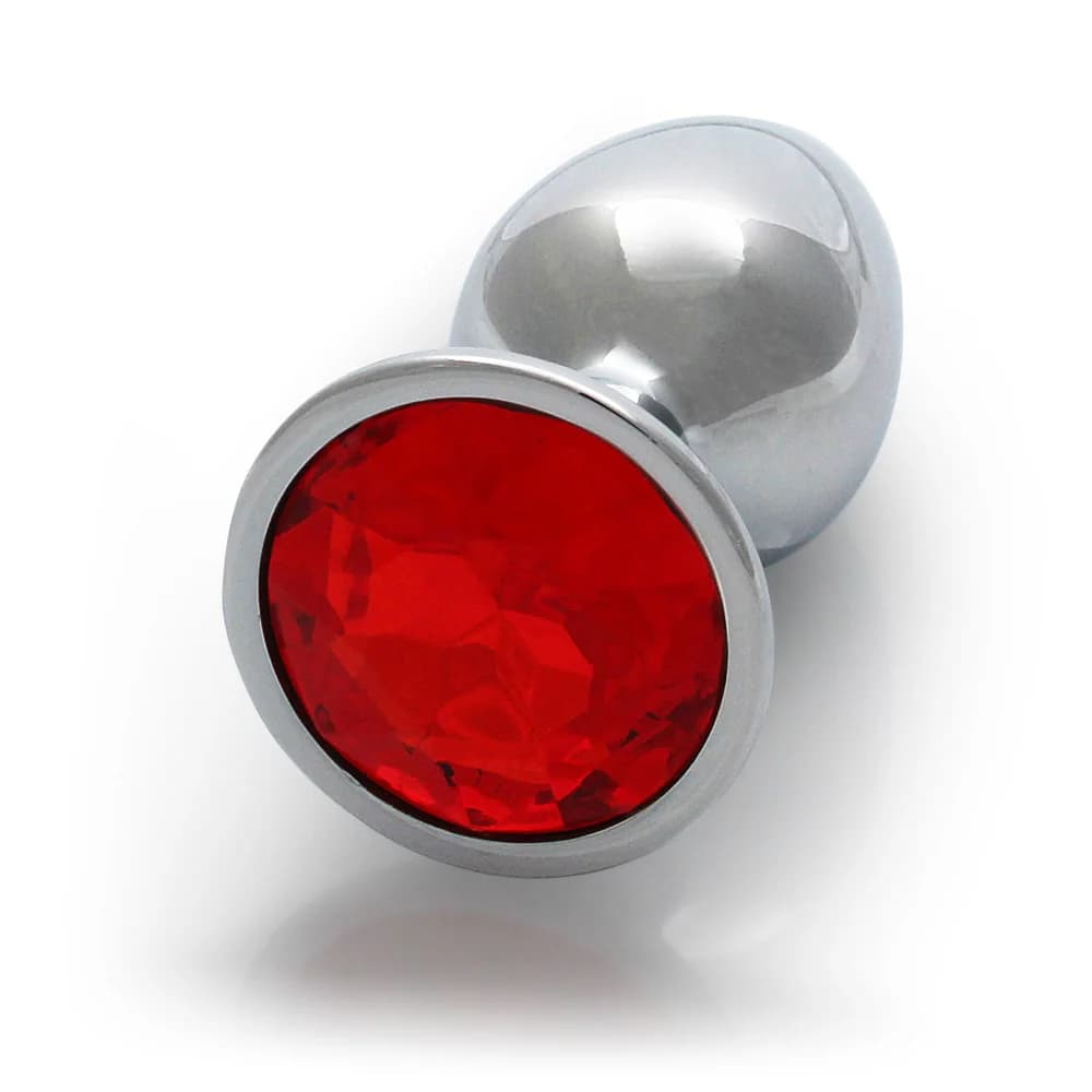Ouch! Round Gem Butt Plug Small Silver/Ruby Red thumbnail 6