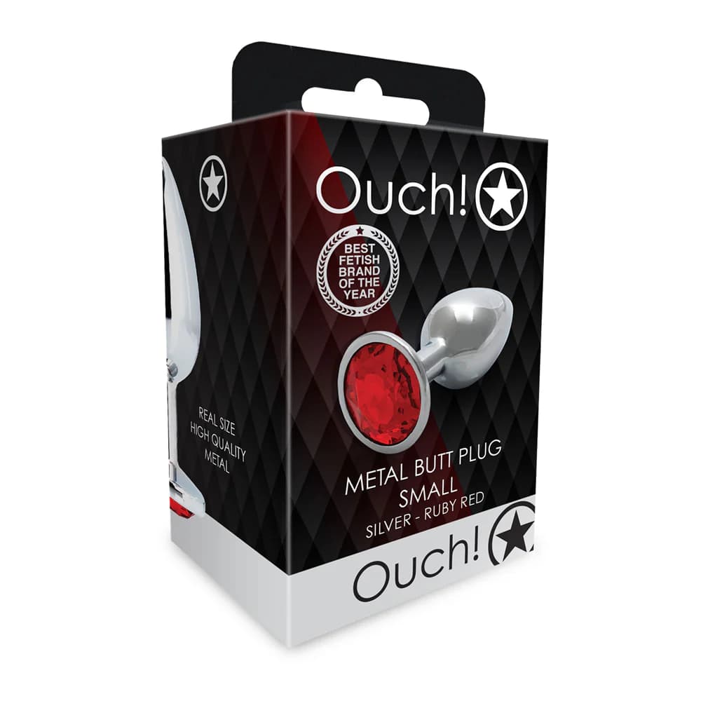 Ouch! Round Gem Butt Plug Small Silver/Ruby Red thumbnail 8