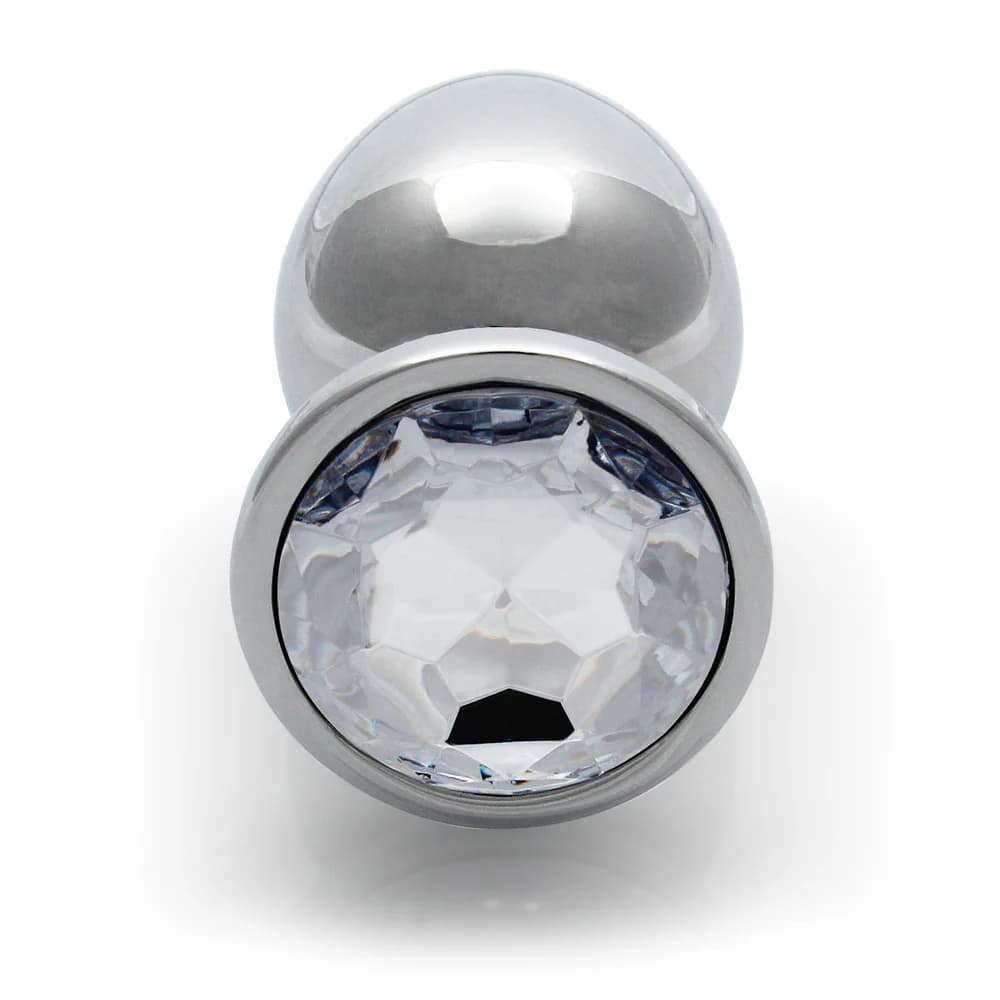 Ouch! Round Gem Butt Plug Large Silver/Diamond thumbnail 3