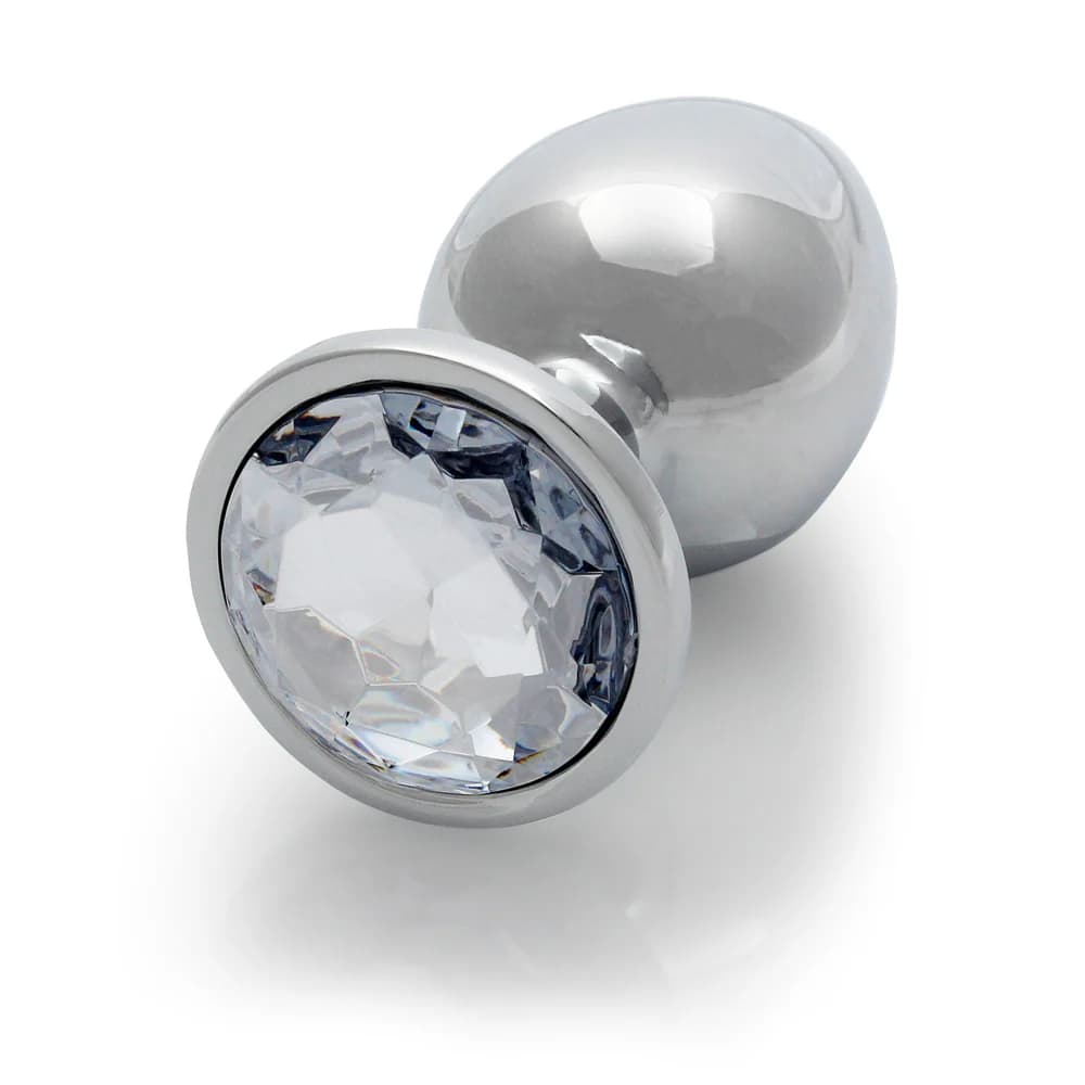 Ouch! Round Gem Butt Plug Large Silver/Diamond thumbnail 4