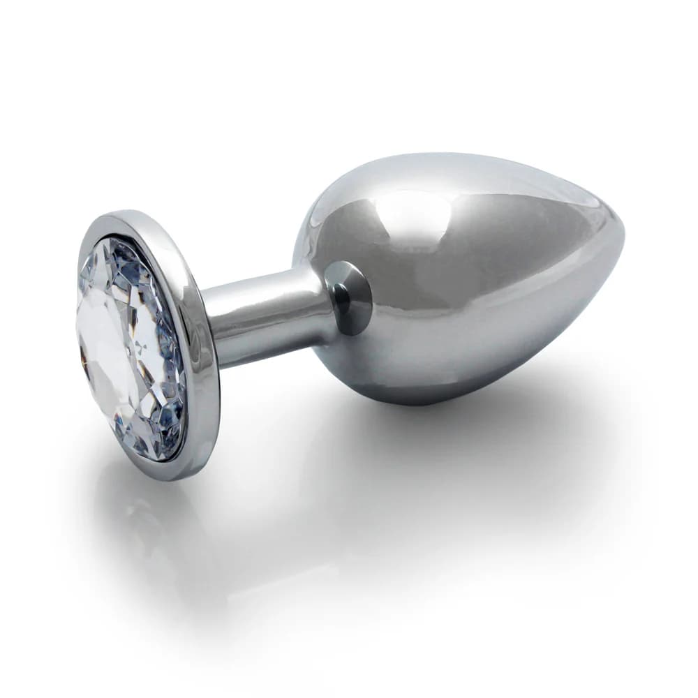 Ouch! Round Gem Butt Plug Large Silver/Diamond thumbnail 5