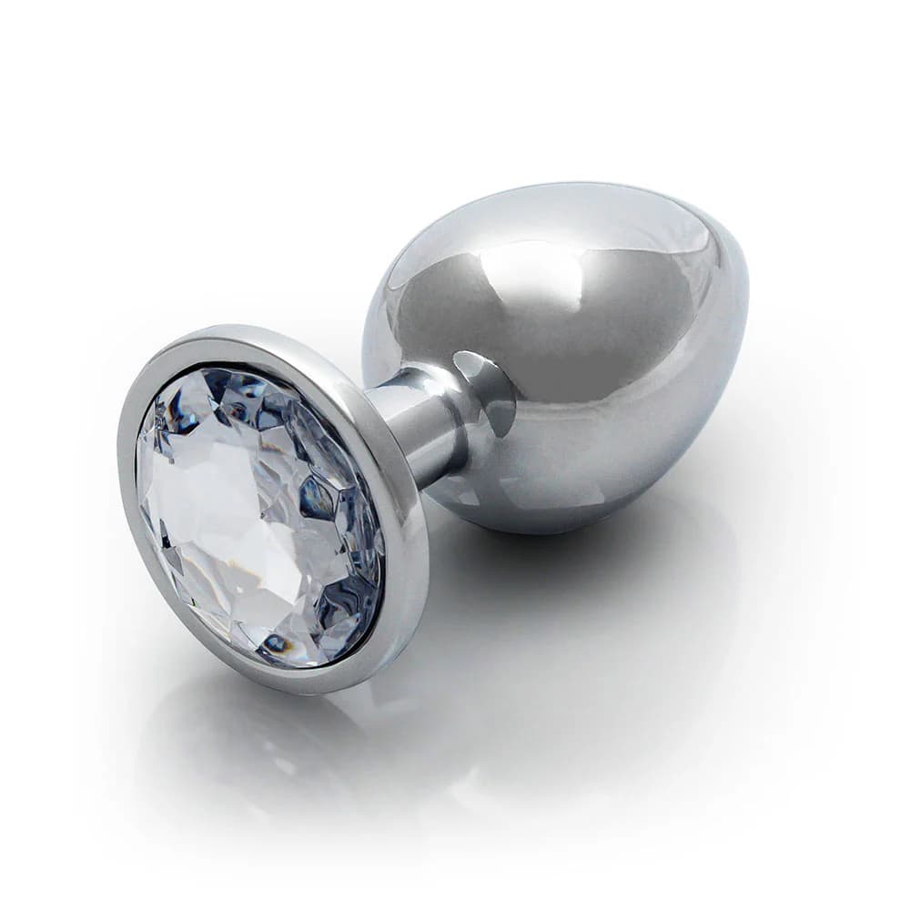Ouch! Round Gem Butt Plug Large Silver/Diamond thumbnail 6