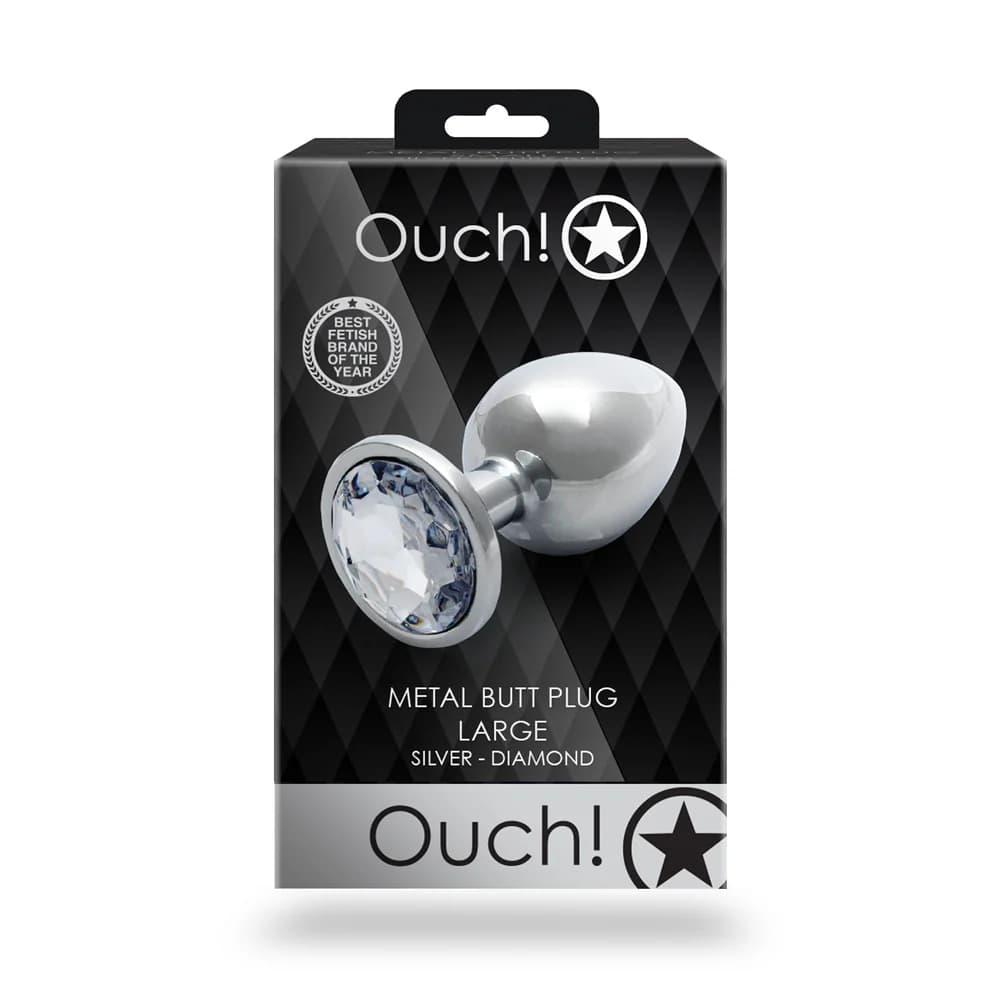 Ouch! Round Gem Butt Plug Large Silver/Diamond thumbnail 8