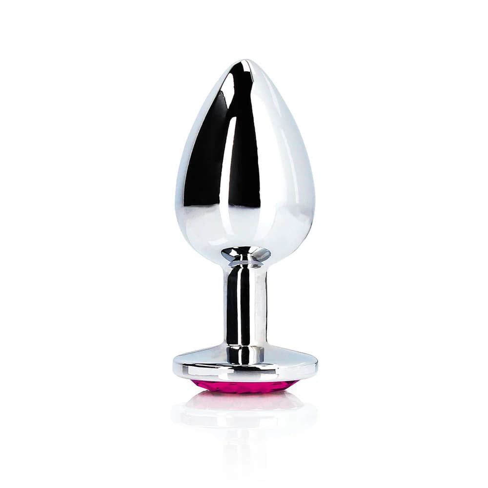 Ouch! Heart Gem Butt Plug Small Silver/Rubellite Pink thumbnail 2