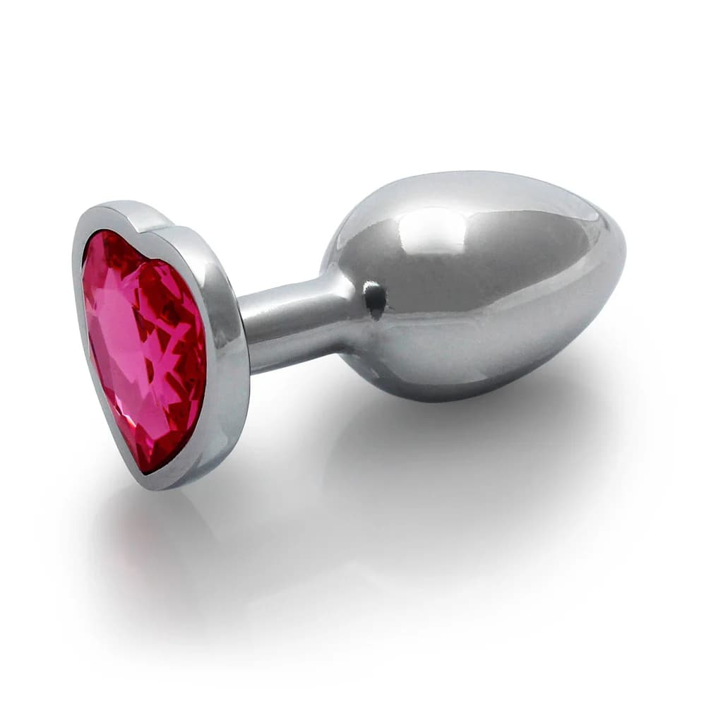 Ouch! Heart Gem Butt Plug Small Silver/Rubellite Pink thumbnail 3