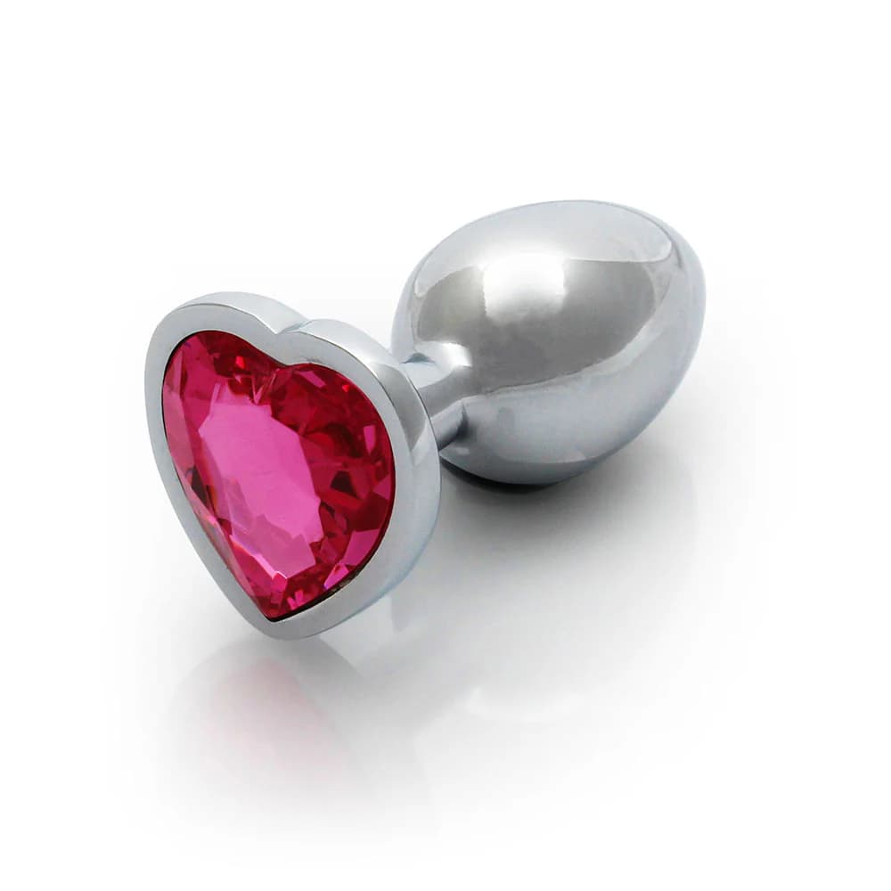 Ouch! Heart Gem Butt Plug Small Silver/Rubellite Pink thumbnail 4