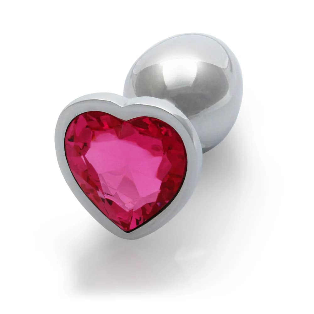 Ouch! Heart Gem Butt Plug Small Silver/Rubellite Pink thumbnail 5