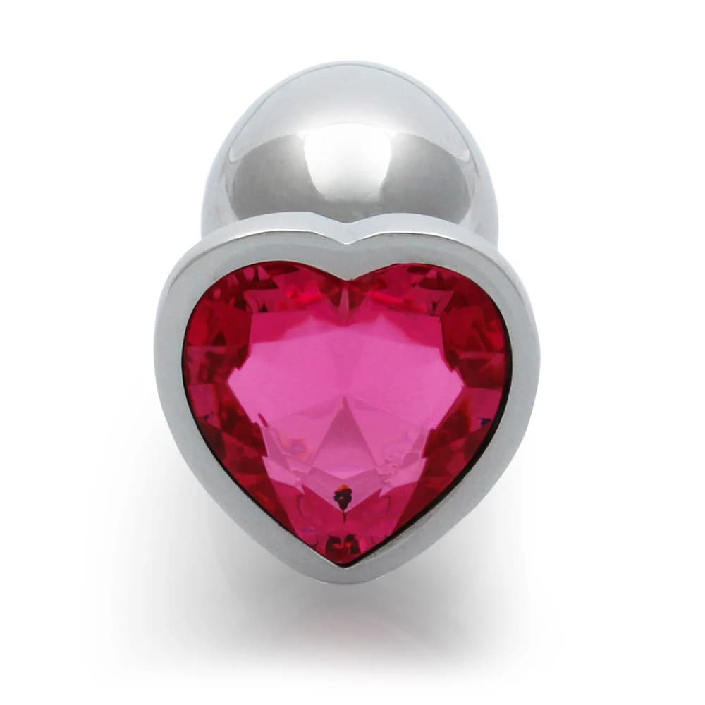Ouch! Heart Gem Butt Plug Small Silver/Rubellite Pink thumbnail 6