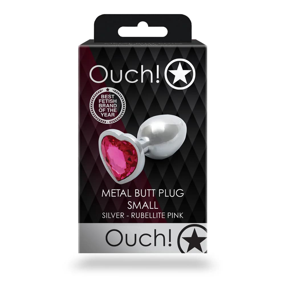 Ouch! Heart Gem Butt Plug Small Silver/Rubellite Pink thumbnail 8