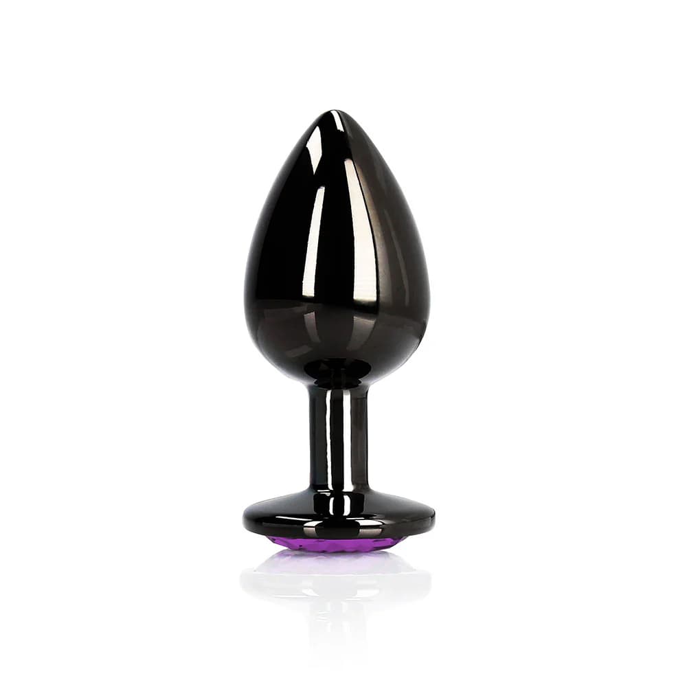 Ouch! Heart Gem Butt Plug Small Gunmetal/Amethyst thumbnail 2