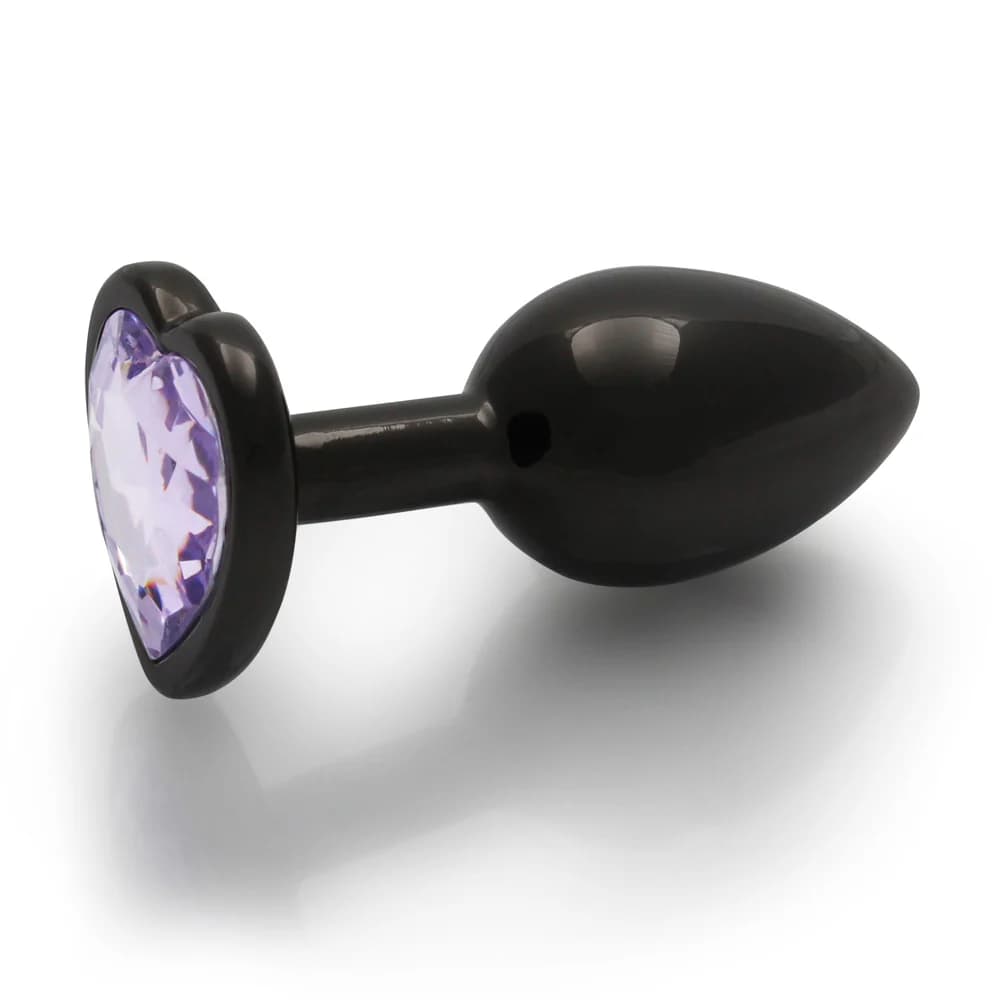 Ouch! Heart Gem Butt Plug Small Gunmetal/Amethyst thumbnail 3