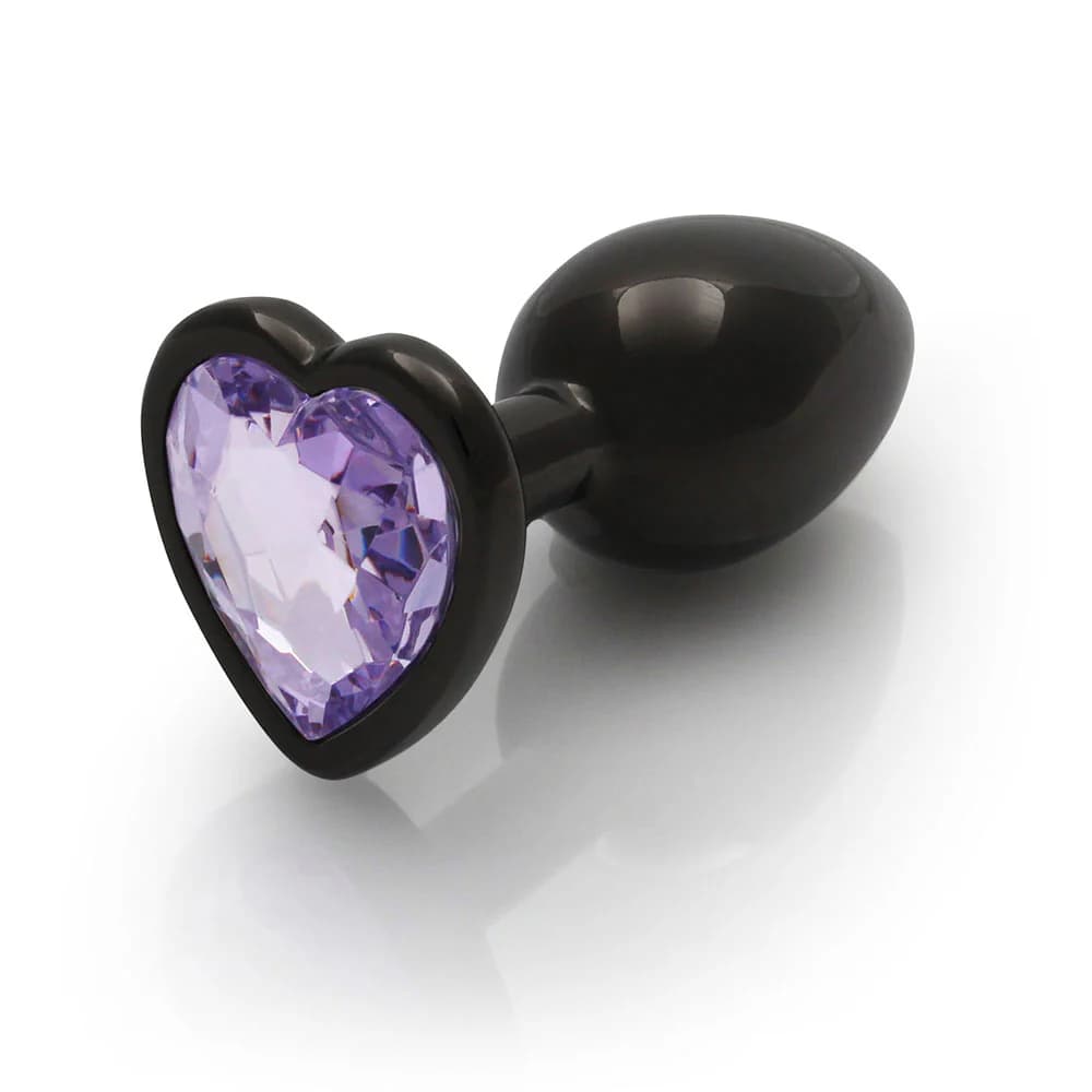 Ouch! Heart Gem Butt Plug Small Gunmetal/Amethyst thumbnail 4