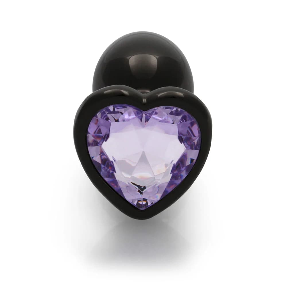 Ouch! Heart Gem Butt Plug Small Gunmetal/Amethyst thumbnail 5