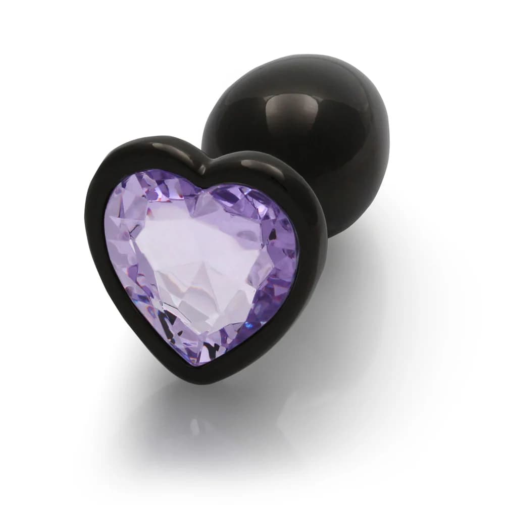 Ouch! Heart Gem Butt Plug Small Gunmetal/Amethyst thumbnail 6