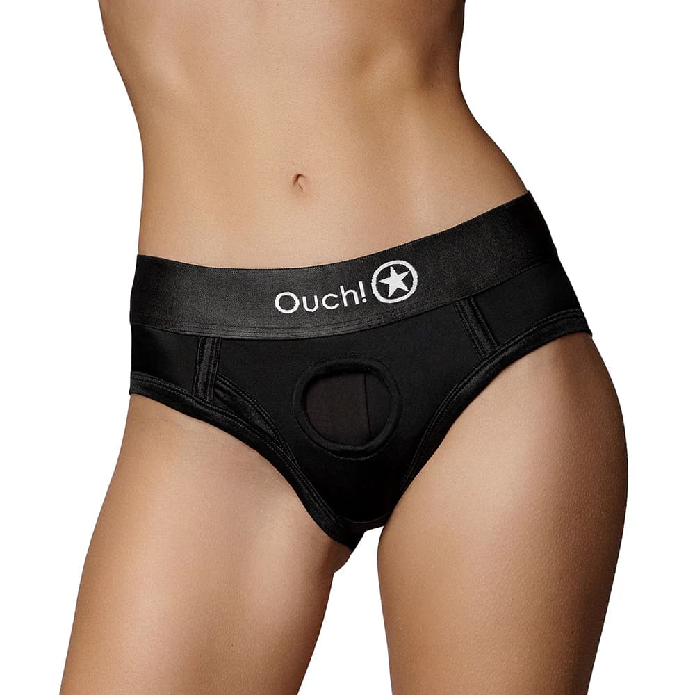 Ouch! Vibrating Strap-on High-cut Brief Black XS/S thumbnail 2