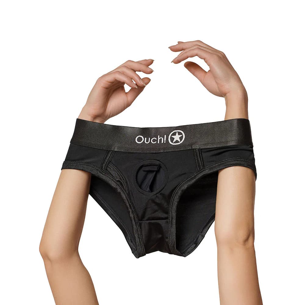 Ouch! Vibrating Strap-on High-cut Brief Black XS/S thumbnail 4