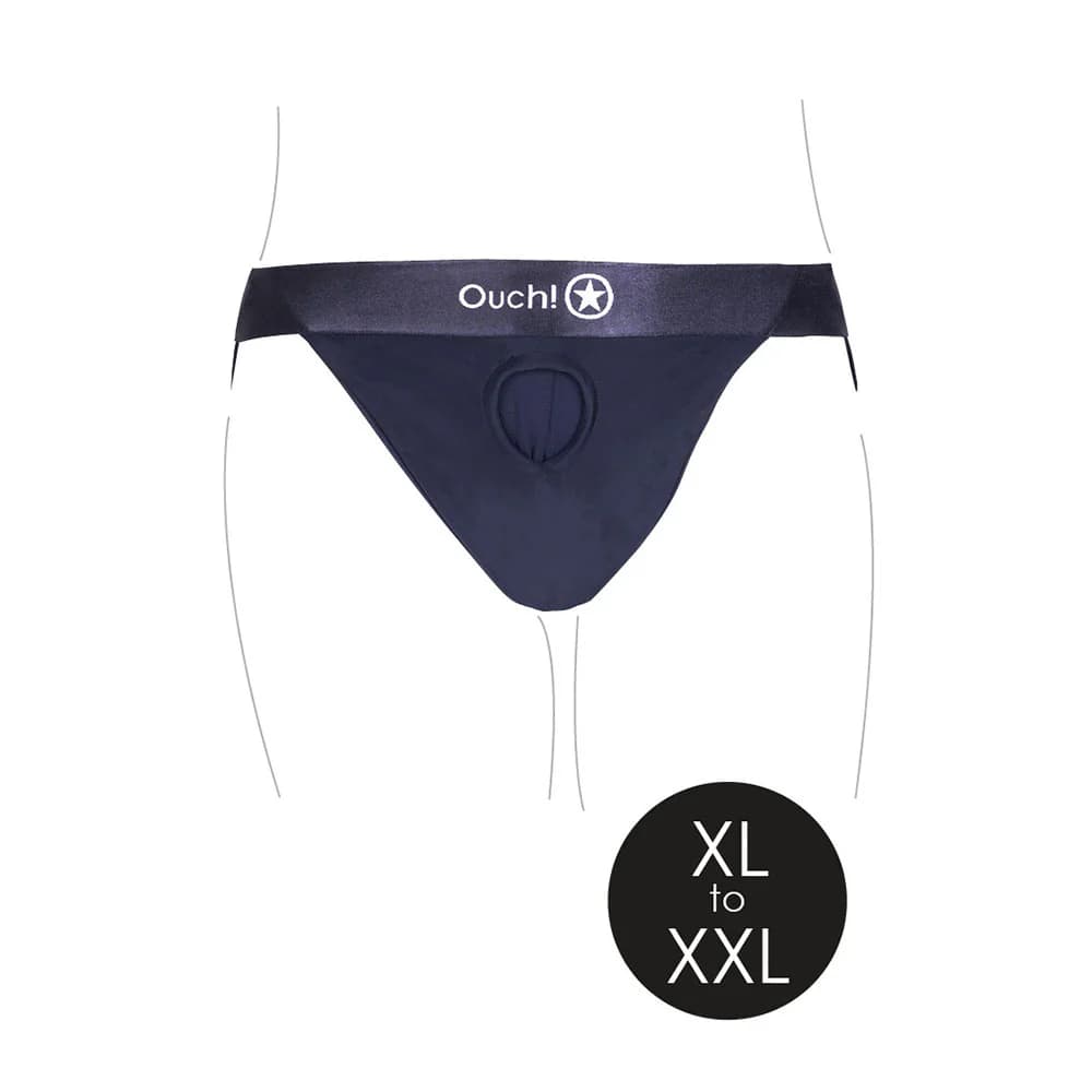 Ouch! Vibrating Strap-on Panty Harness with Open Back Black XL/2XL thumbnail 5