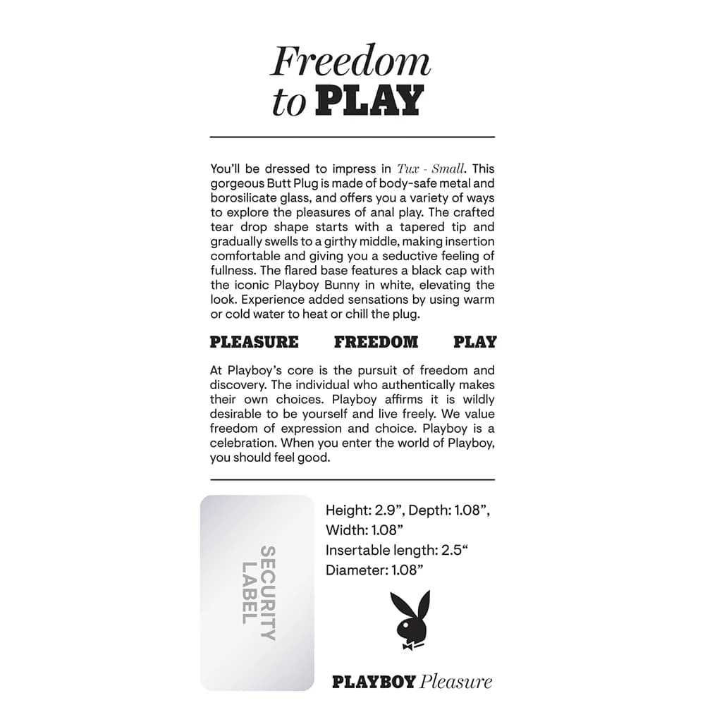 Playboy Tux Small Metal Anal Plug Hematite thumbnail 6