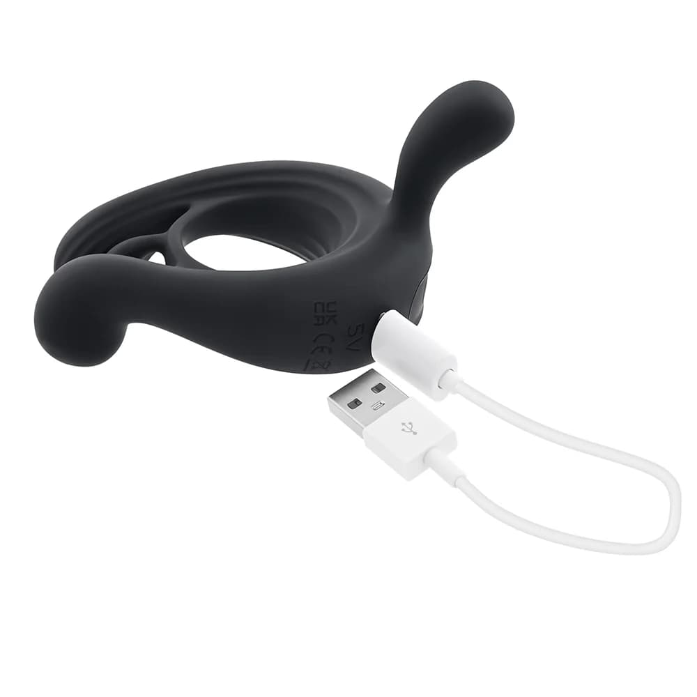 Playboy Triple Play Vibrating Cockring with Stimulator Black thumbnail 10