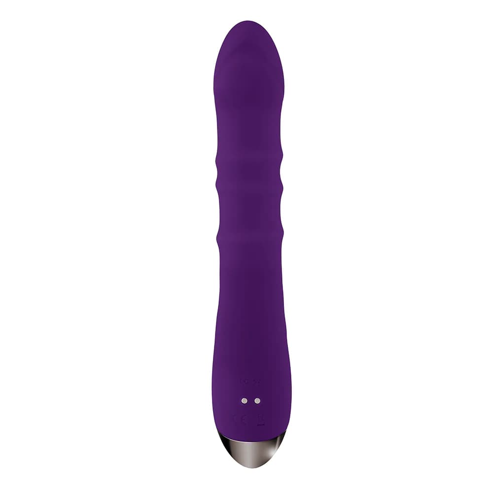 Playboy Hop To It Rechargeable Thrusting Silicone Dual Stimulation Vibrator Acai thumbnail 6