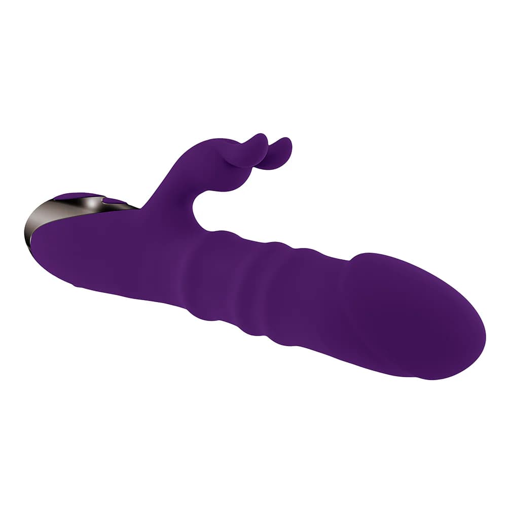 Playboy Hop To It Rechargeable Thrusting Silicone Dual Stimulation Vibrator Acai thumbnail 7