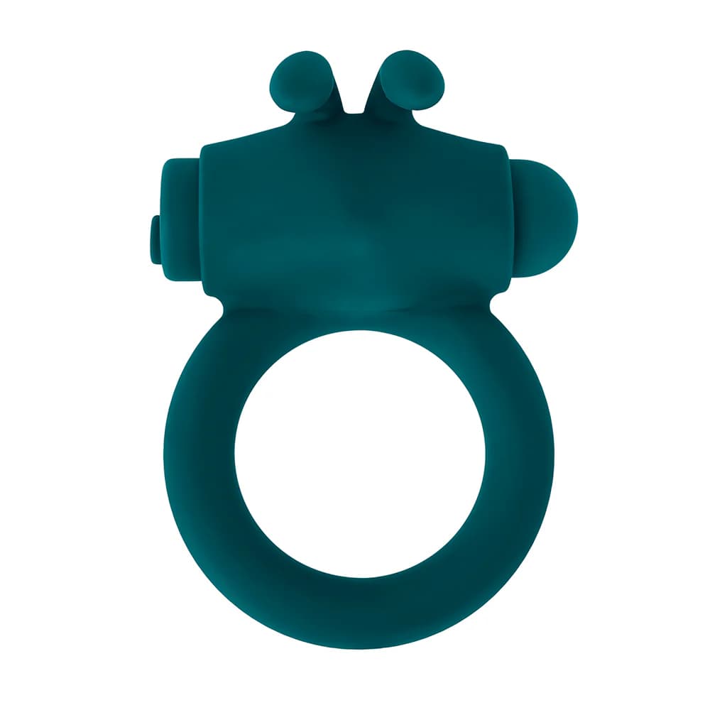 Playboy Bunny Buzzer Rechargeable Vibrating Silicone Cockring with Stimulator Deep Teal thumbnail 3