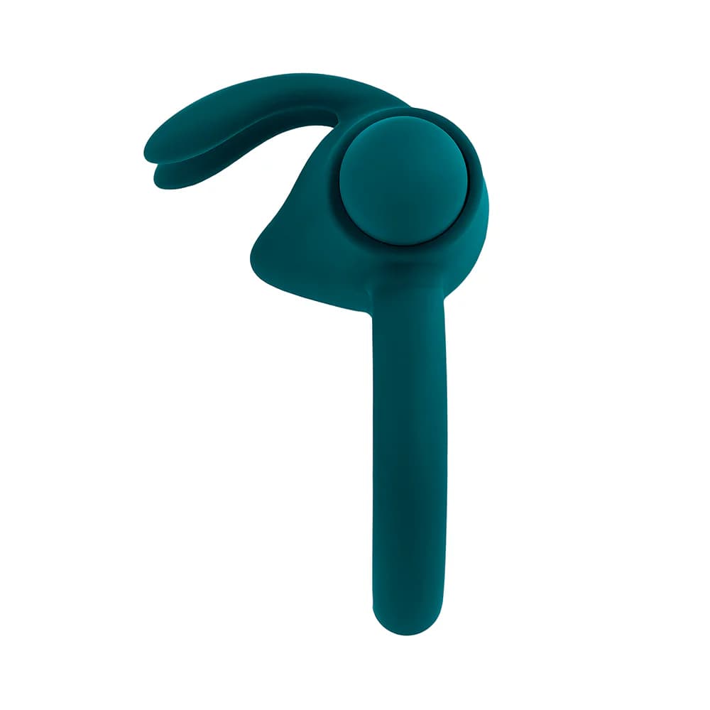 Playboy Bunny Buzzer Rechargeable Vibrating Silicone Cockring with Stimulator Deep Teal thumbnail 5