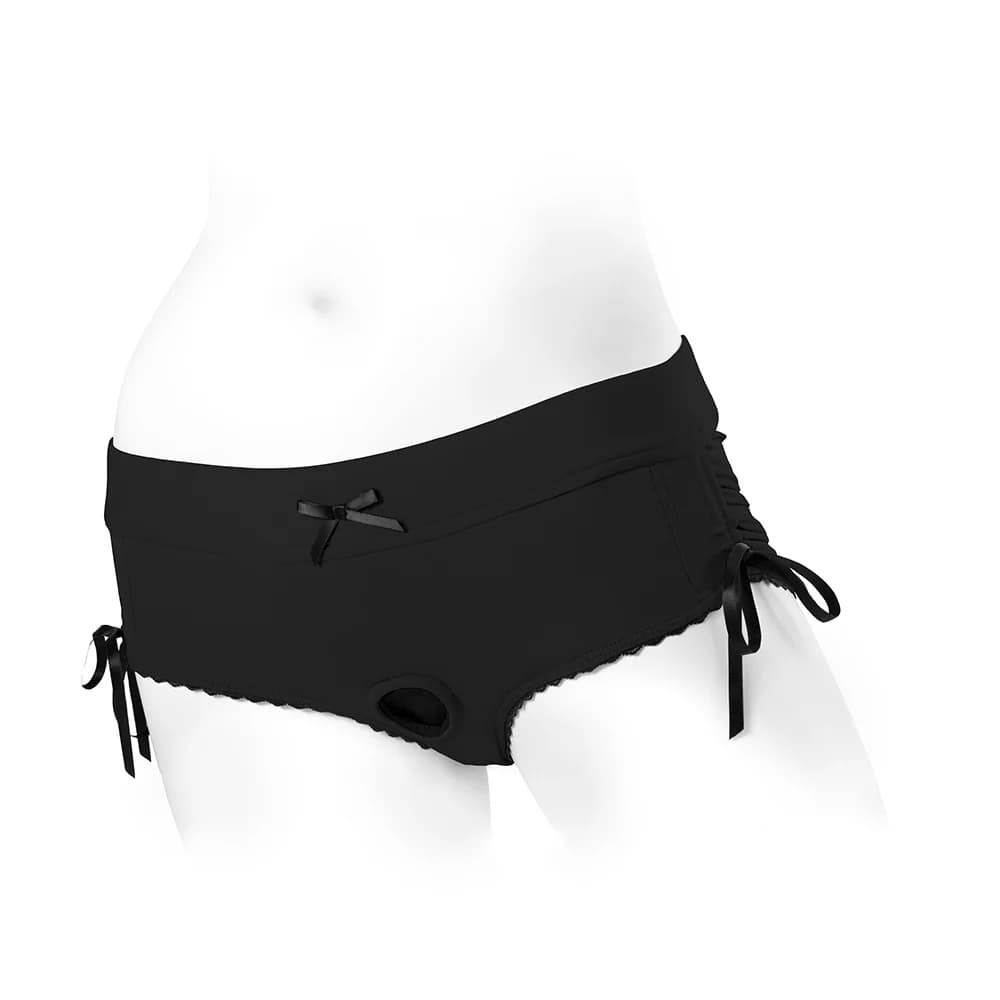 SpareParts Sasha Cinch Booty Short Harness Black Size L thumbnail 2