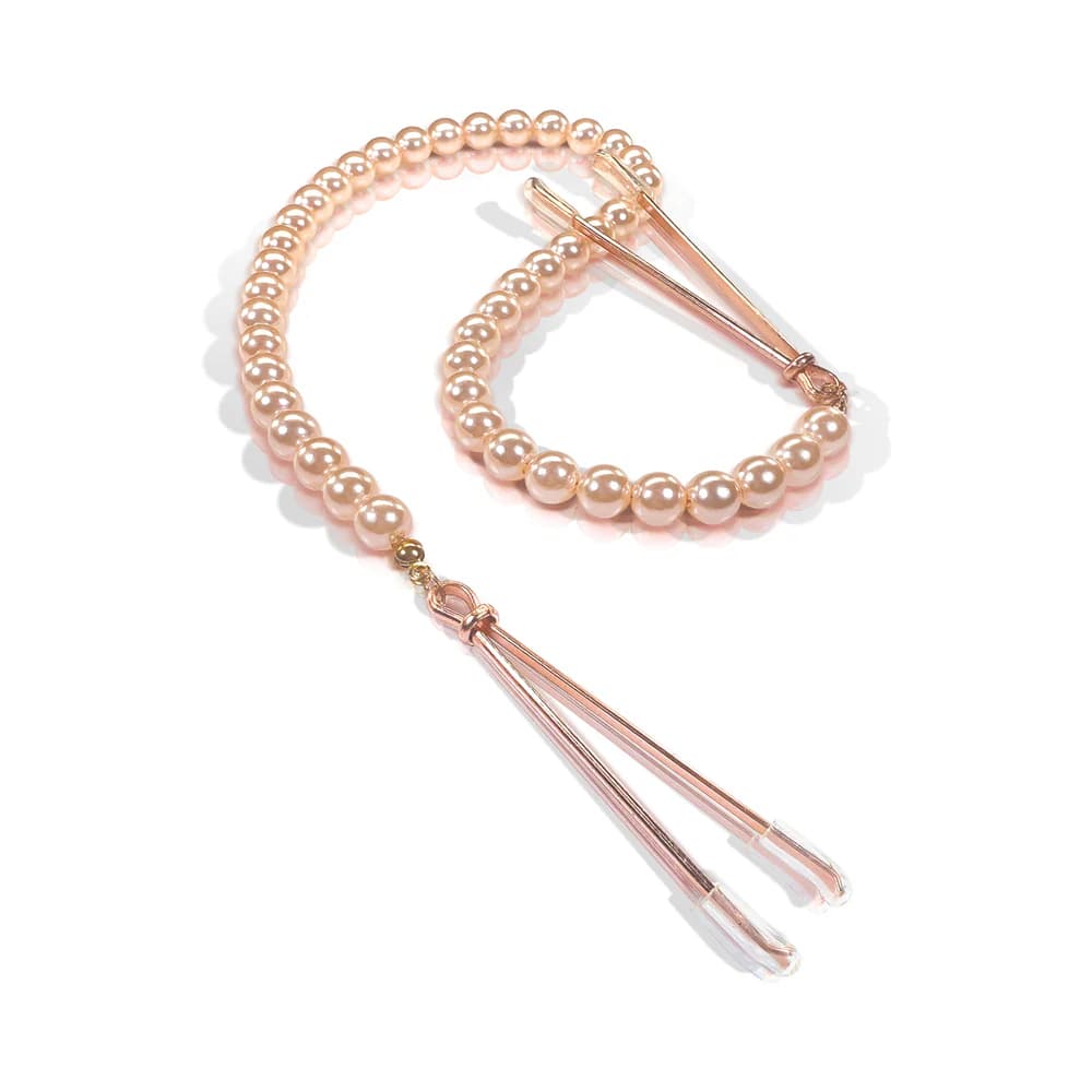 Nixie Pearl Drop Beaded Tweezer Nipple Clamps Rose Gold thumbnail 2
