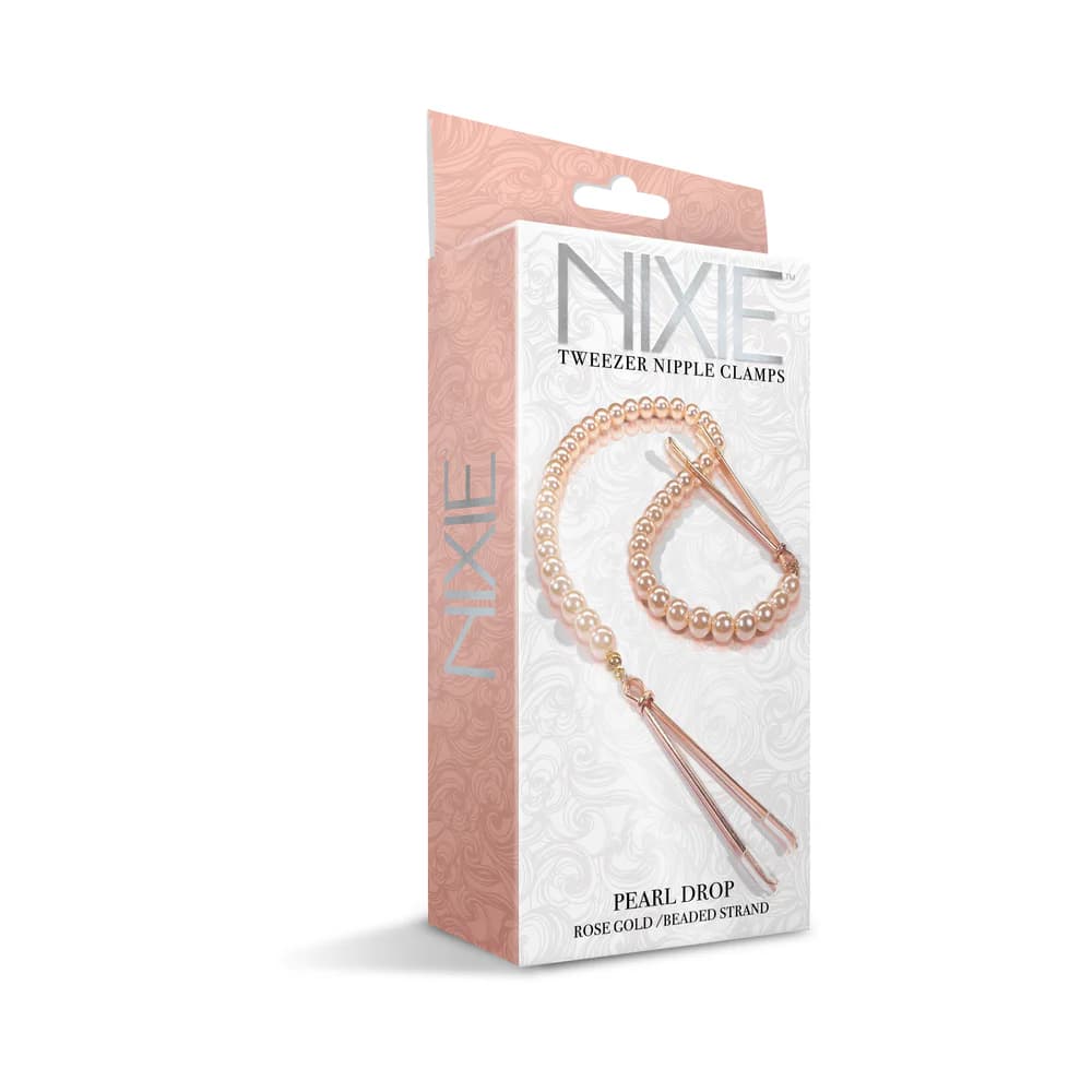 Nixie Pearl Drop Beaded Tweezer Nipple Clamps Rose Gold thumbnail 4