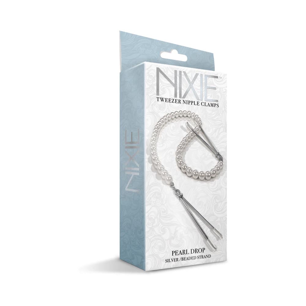 Nixie Pearl Drop Beaded Tweezer Nipple Clamps Silver thumbnail 4