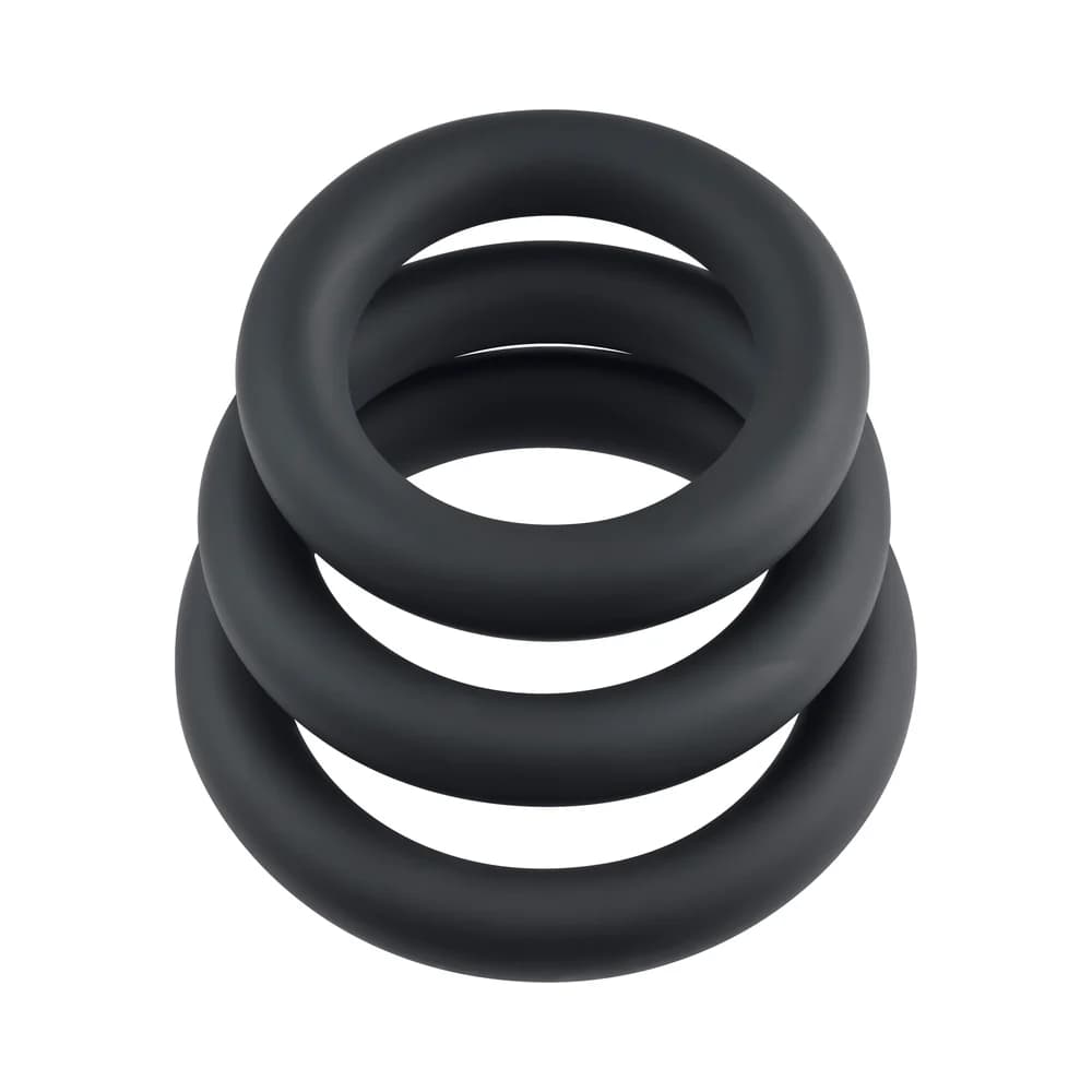 Selopa 3 Ring Circus Cock Ring Set Silicone Black thumbnail 4