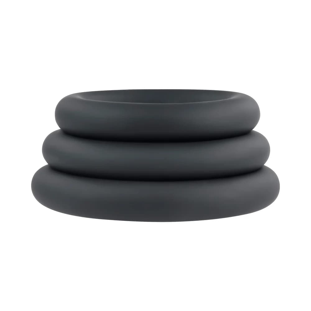 Selopa 3 Ring Circus Cock Ring Set Silicone Black thumbnail 7
