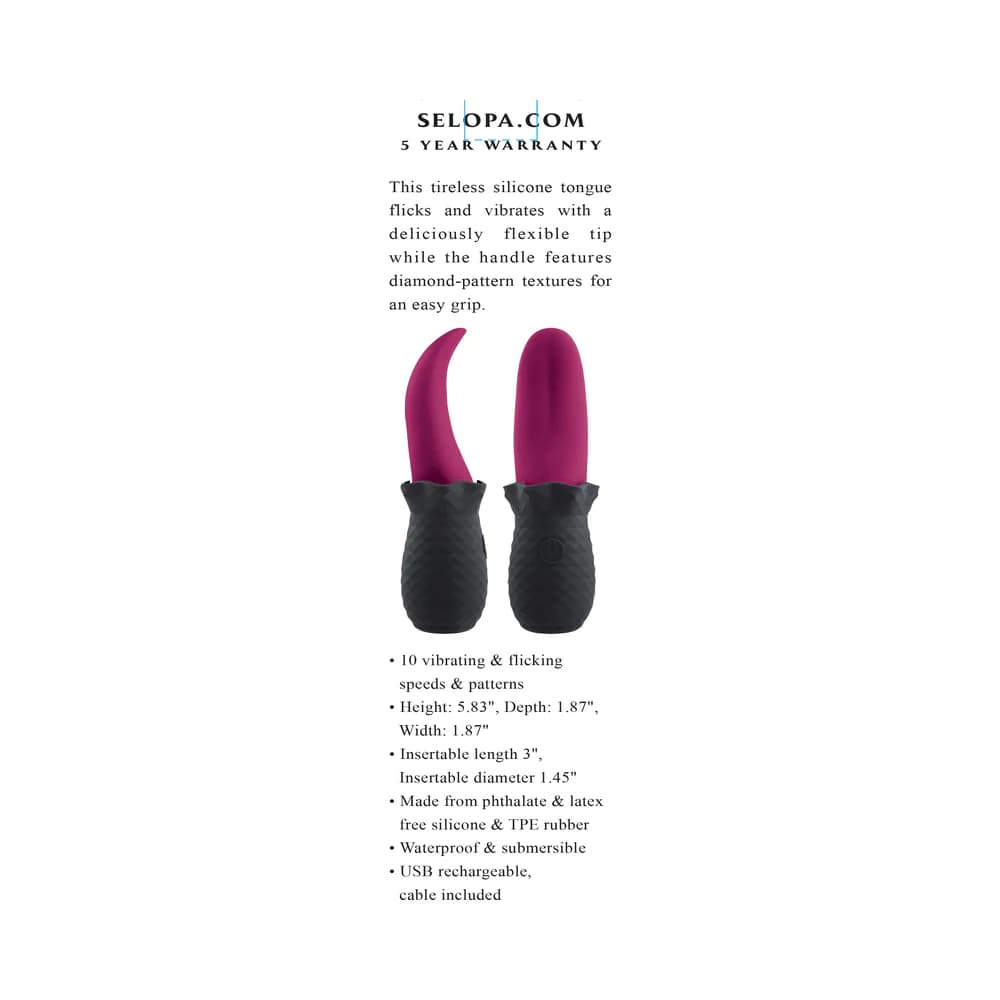 Selopa Tongue Teaser Vibe Rechargeable Silicone Pink Black thumbnail 9