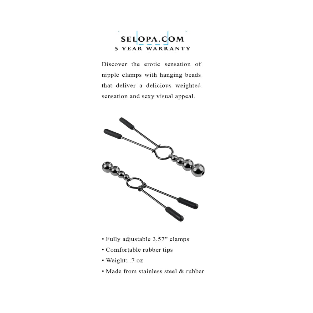 Selopa Beaded Nipple Clamps Stainless Steel Black Chrome thumbnail 6