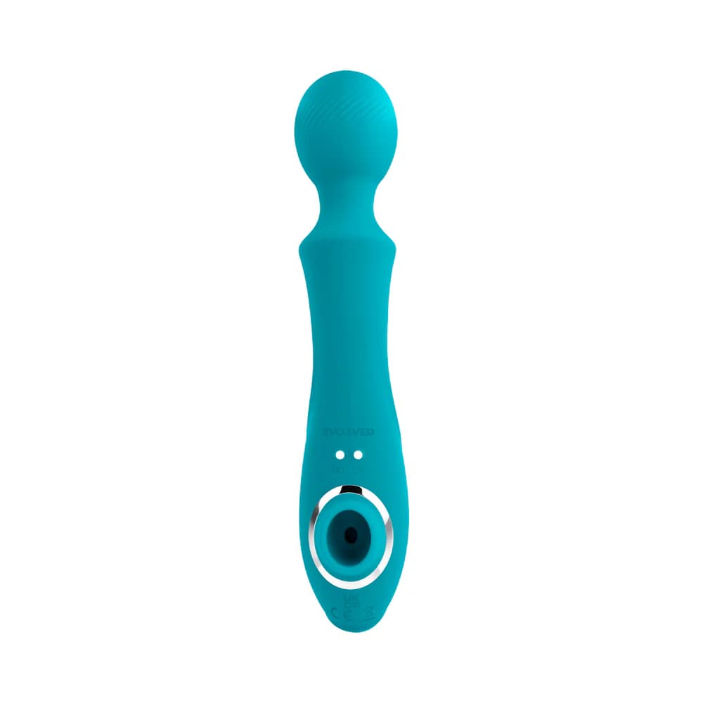 Evolved Wanderful Sucker Rechargeable Wand with Suction Silicone Teal thumbnail 3
