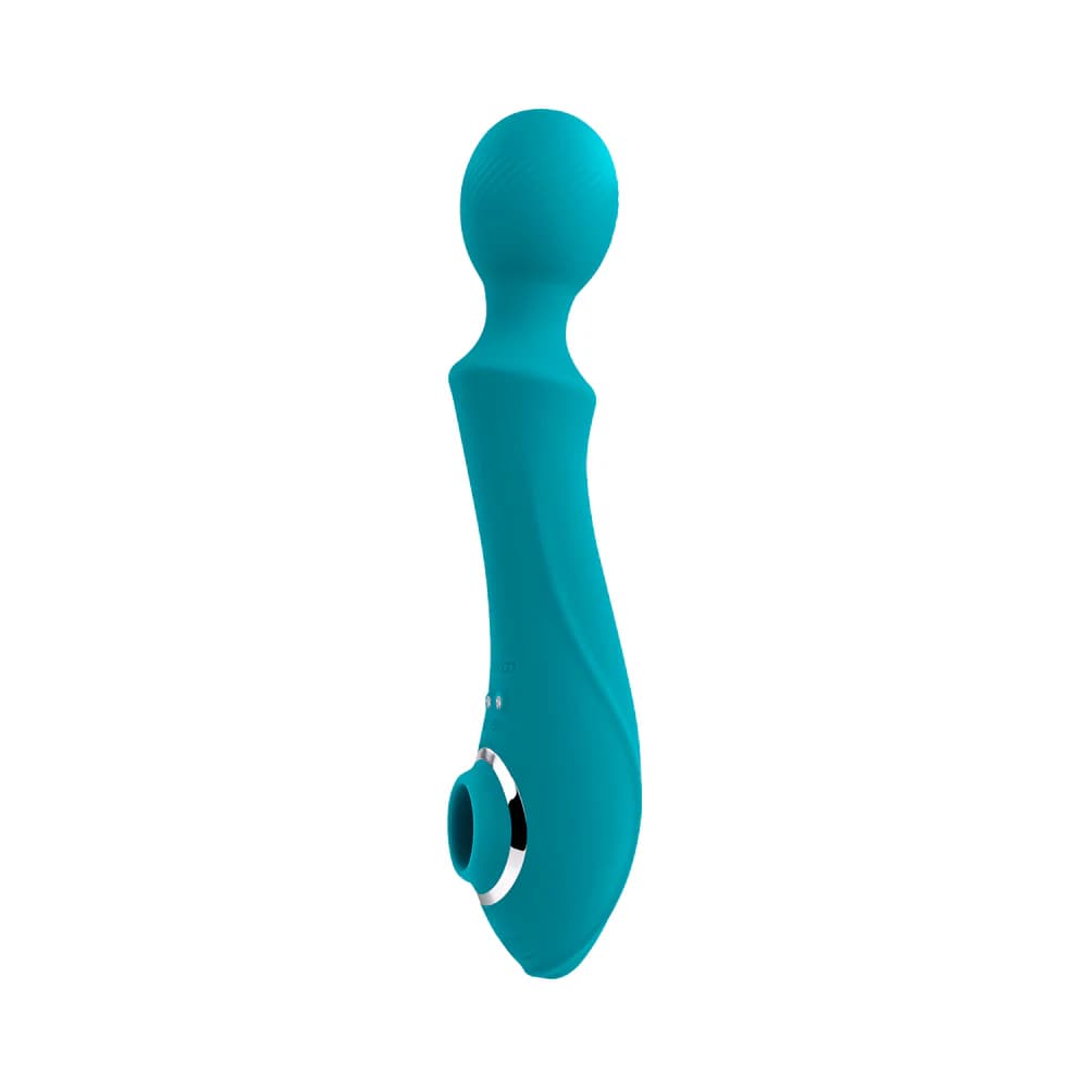 Evolved Wanderful Sucker Rechargeable Wand with Suction Silicone Teal thumbnail 4