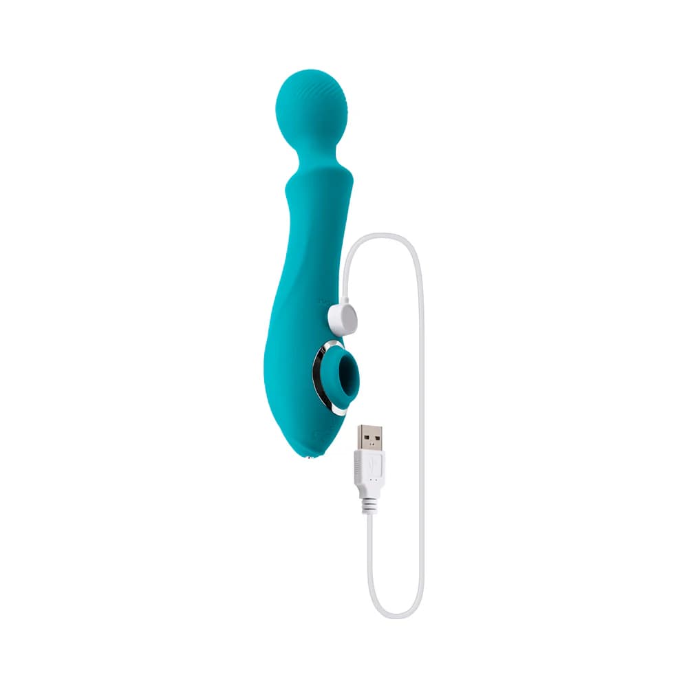 Evolved Wanderful Sucker Rechargeable Wand with Suction Silicone Teal thumbnail 8