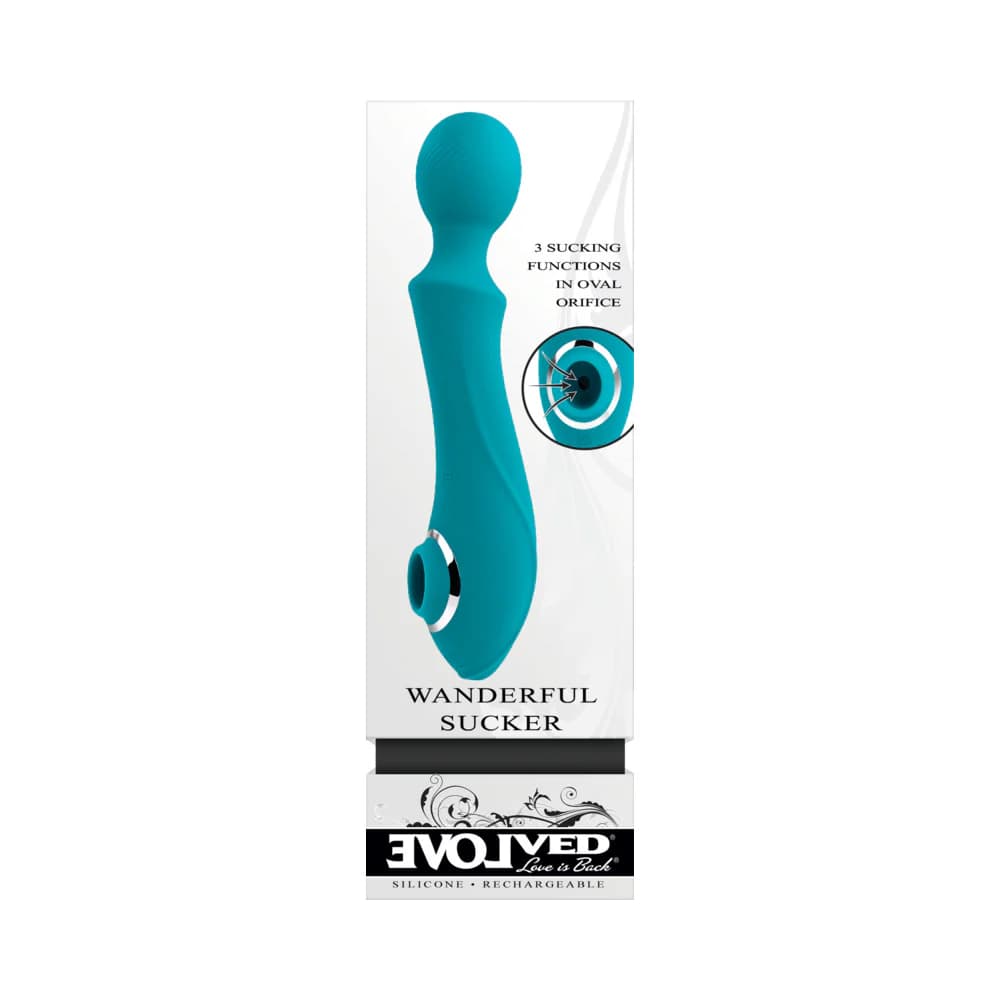 Evolved Wanderful Sucker Rechargeable Wand with Suction Silicone Teal thumbnail 10