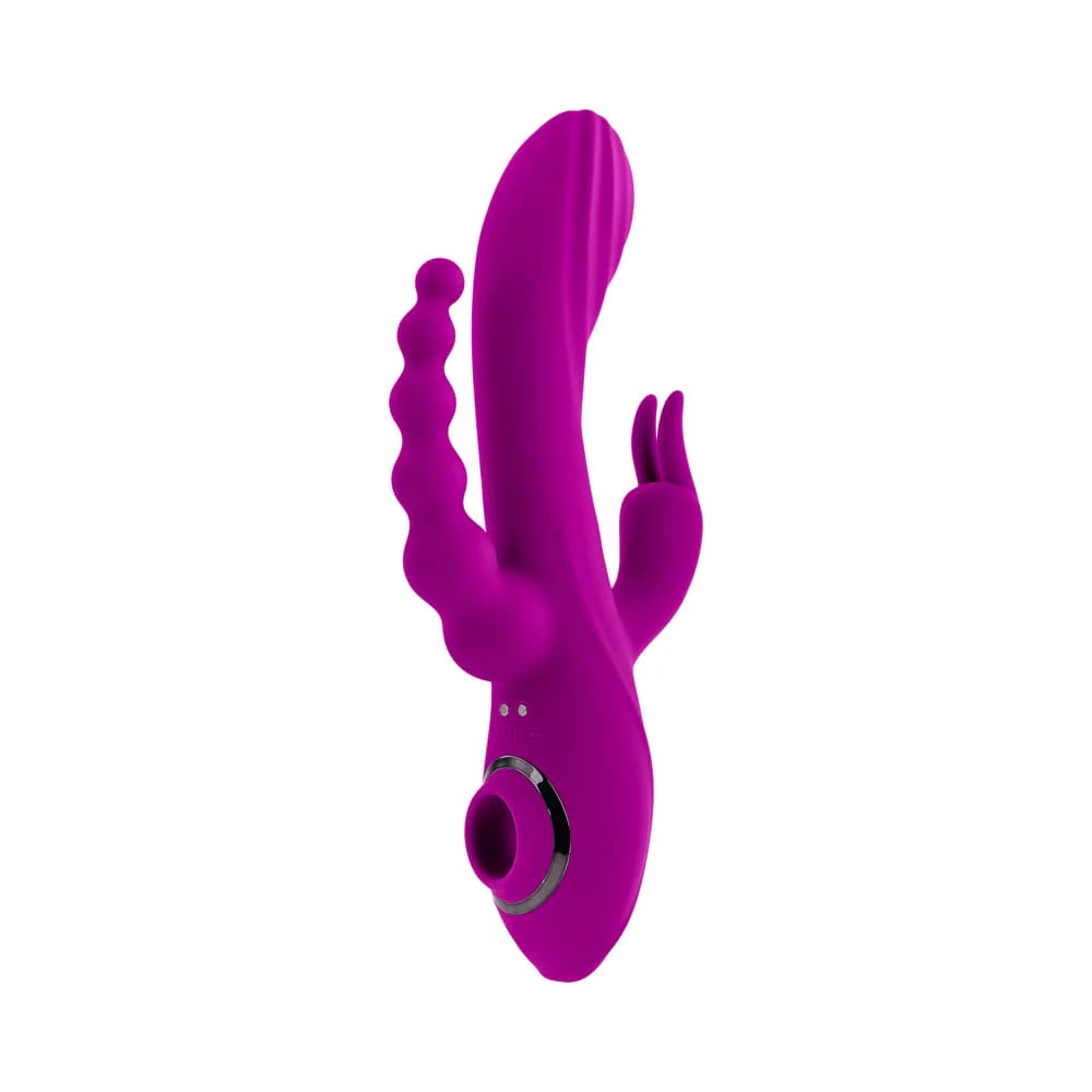 Evolved Fourgasm Rechargeable Triple Stim Vibe with Suction Silicone Purple thumbnail 3