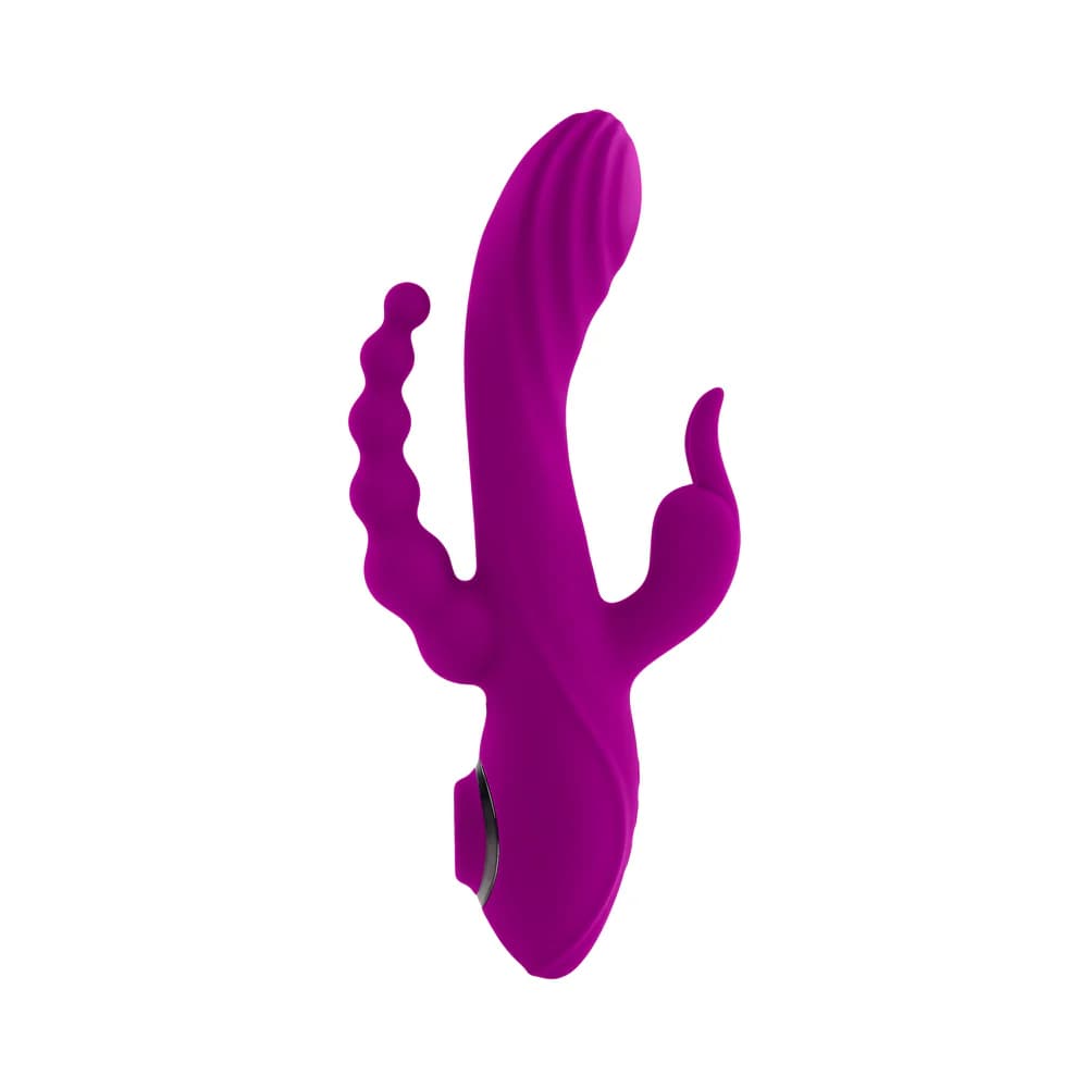 Evolved Fourgasm Rechargeable Triple Stim Vibe with Suction Silicone Purple thumbnail 4
