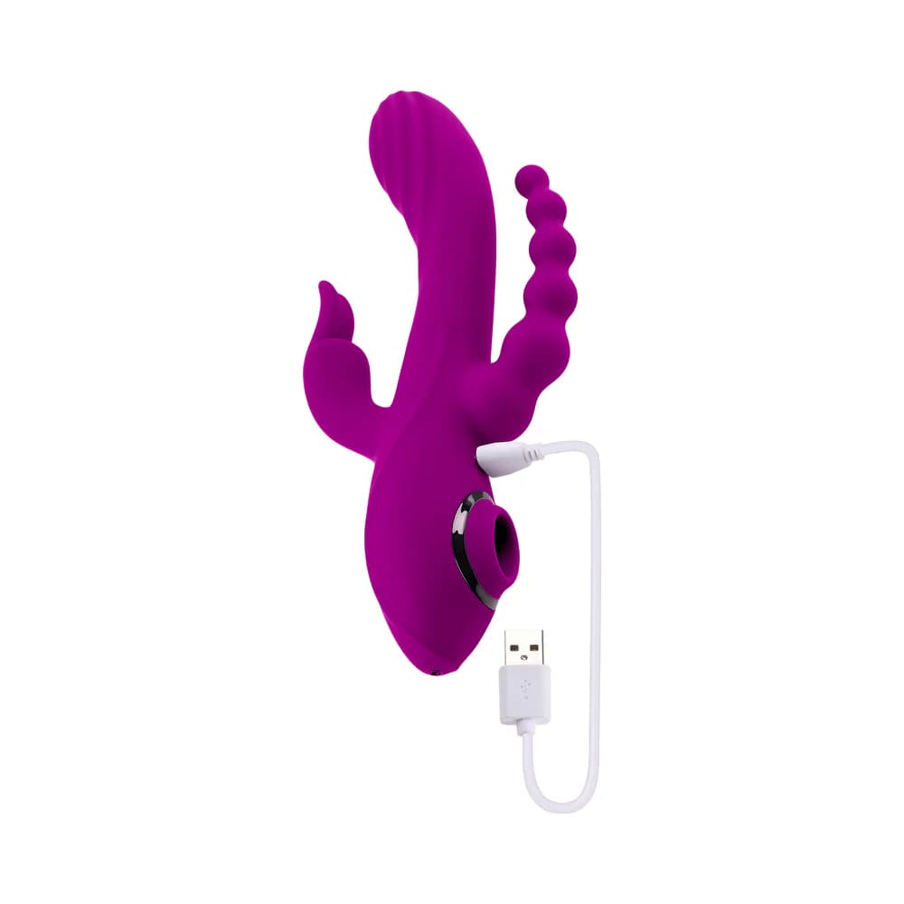 Evolved Fourgasm Rechargeable Triple Stim Vibe with Suction Silicone Purple thumbnail 8