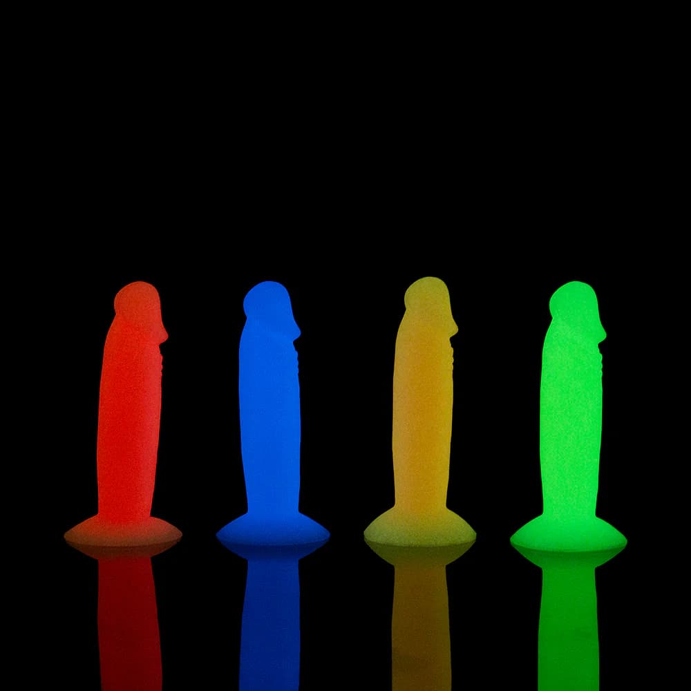 Addiction Silly Willy Glow-in-the-Dark 3.3 in. Silicone Dildo 12-Piece Fishbowl Display thumbnail 4