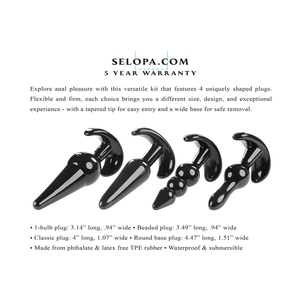 Selopa Intro To Plugs 4-Piece Anal Plug Set Black thumbnail 8