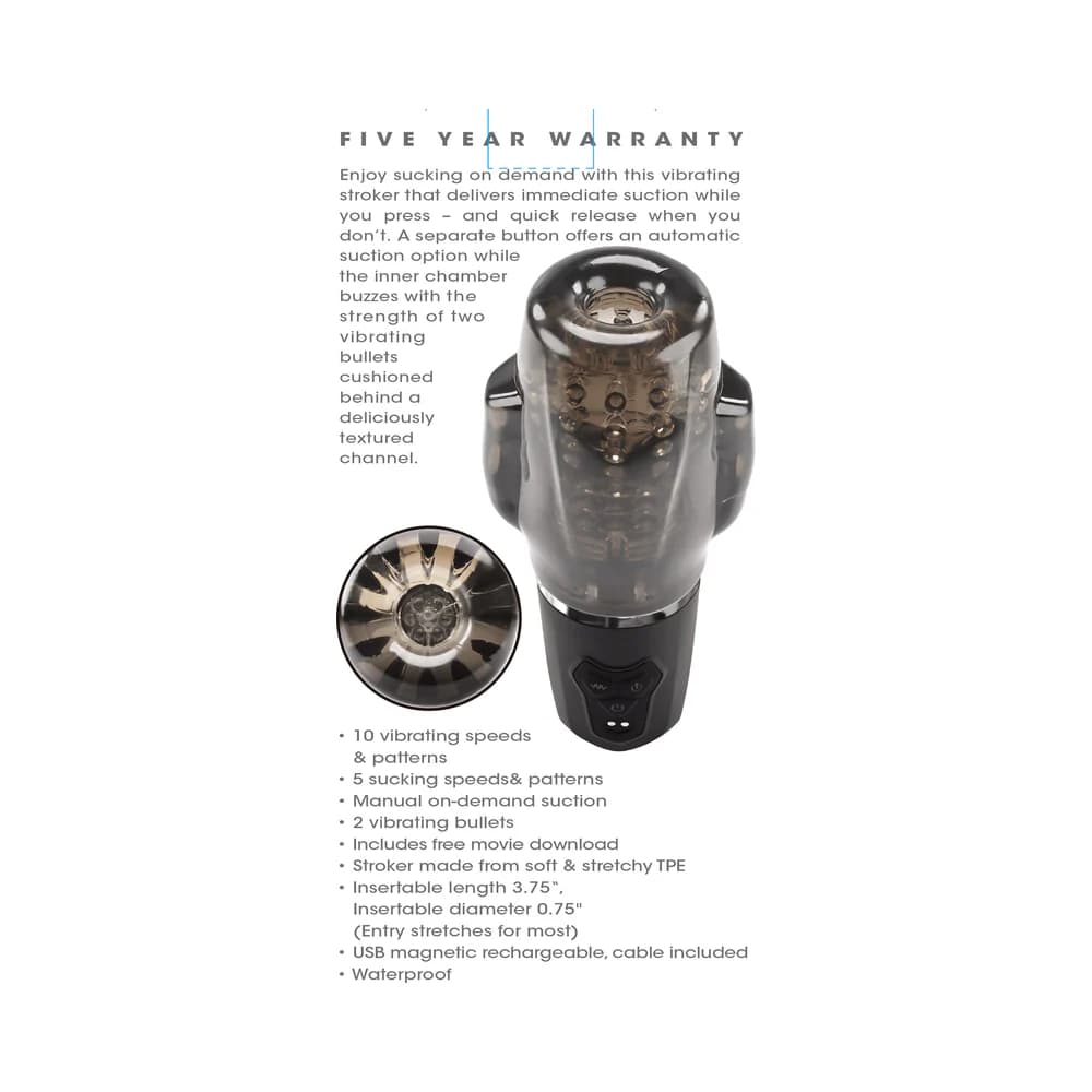 Zero Tolerance A Sucking Good Time Rechargeable Vibrating Stroker Black Smoke thumbnail 10