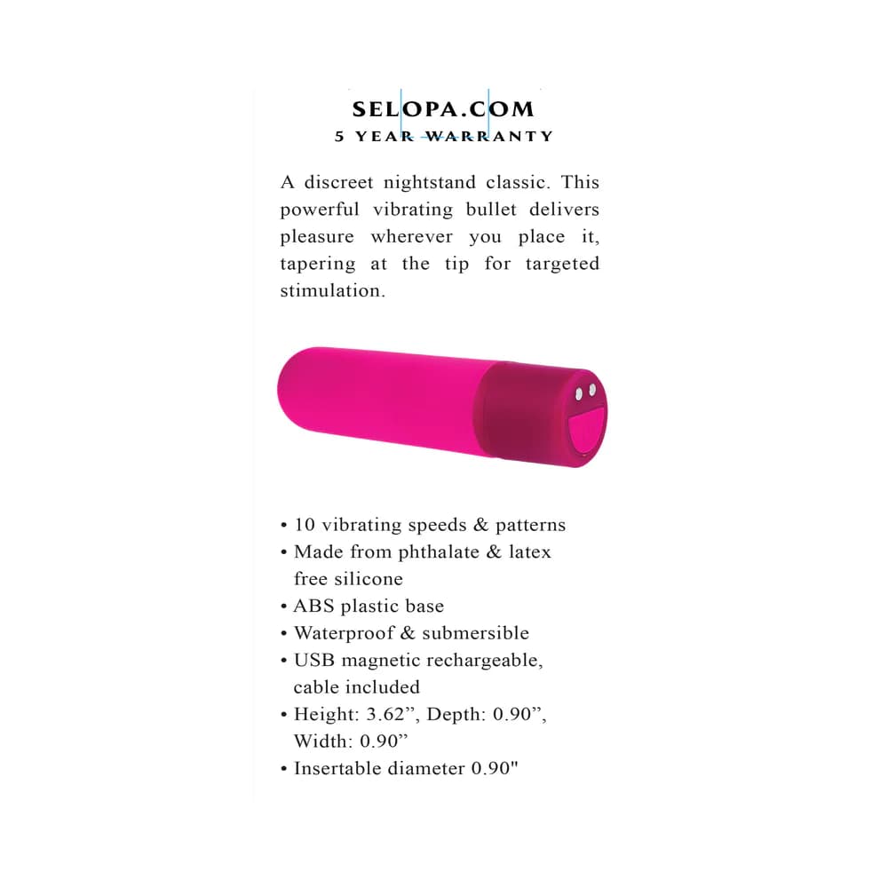 Selopa Tiny Temptation Rechargeable Silicone Bullet Vibrator Pink thumbnail 6