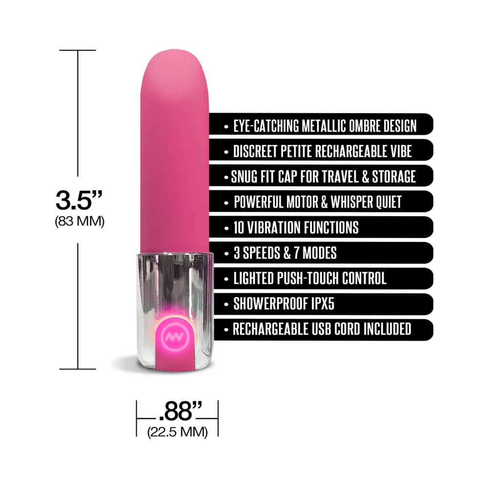 Nixie Smooch Rechargeable Lipstick Bullet Vibrator Pink Ombre thumbnail 4